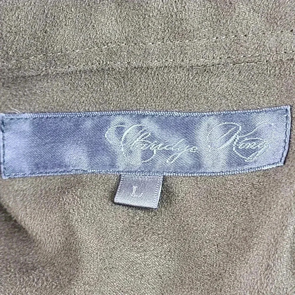 Claridge +King Microsuede Long Sleeve Boyfriend Style Shirt Womens Size L - Picture 6 of 11